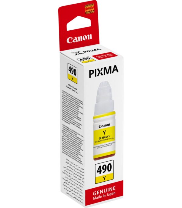 Bouteille d'encre Canon GI-490 Jaune d'origine - 0666C001AB