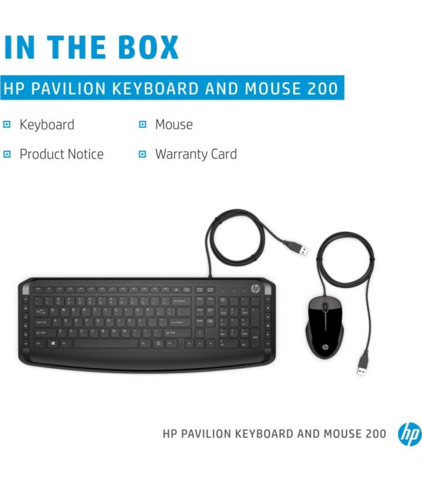 Clavier et souris filaires HP 200 pour HP Pavilion - 9DF28AA