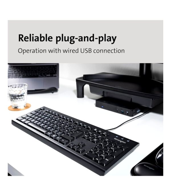 Clavier USB filaire Kensington ValuKeyboard AZERTY, 105 touches (1500109FR)