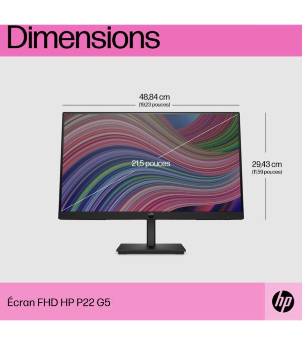 ecran-215-full-hd-hp-p22-g5-64x86as-9 Écran HP P22 G5 21,5" Full HD IPS – HDMI, DisplayPort, VGA (64X86AS)
