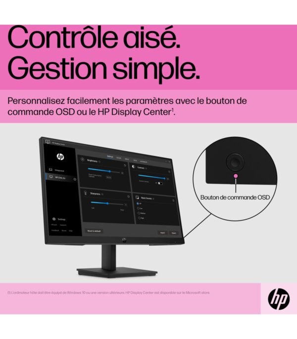 Écran HP P22 G5 21,5" Full HD - Moniteur PC HDMI/VGA (64X86AA)