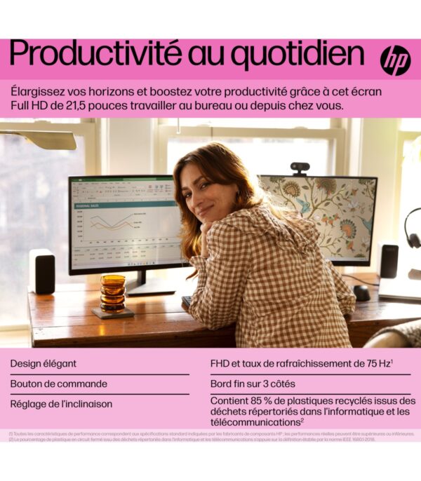 Écran HP P22 G5 21,5" Full HD - Moniteur PC HDMI/VGA (64X86AA)