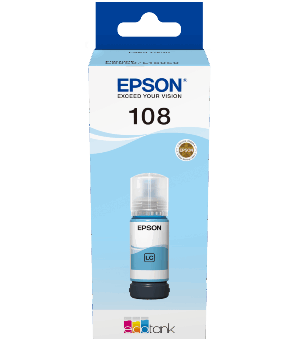 Epson 108 Cyan clair - Bouteille d'encre Epson EcoTank d'origine (C13T09C54A)