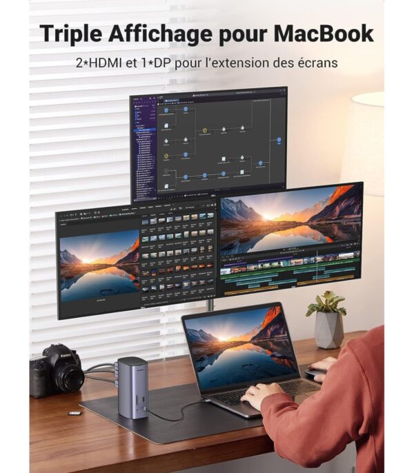 hub-usbc-ugreen-revodok-12-en-1-supporte-pd-power-delivery-100w-recharge-90325-11 station d'accueil multifonctionnelle 12-en-1 Ugreen Revodok  (90325)