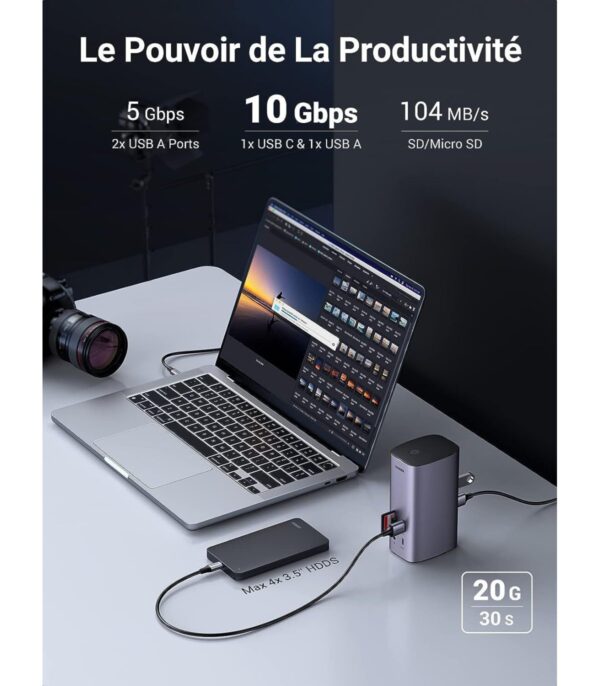 hub-usbc-ugreen-revodok-12-en-1-supporte-pd-power-delivery-100w-recharge-90325-13 station d'accueil multifonctionnelle 12-en-1 Ugreen Revodok  (90325)