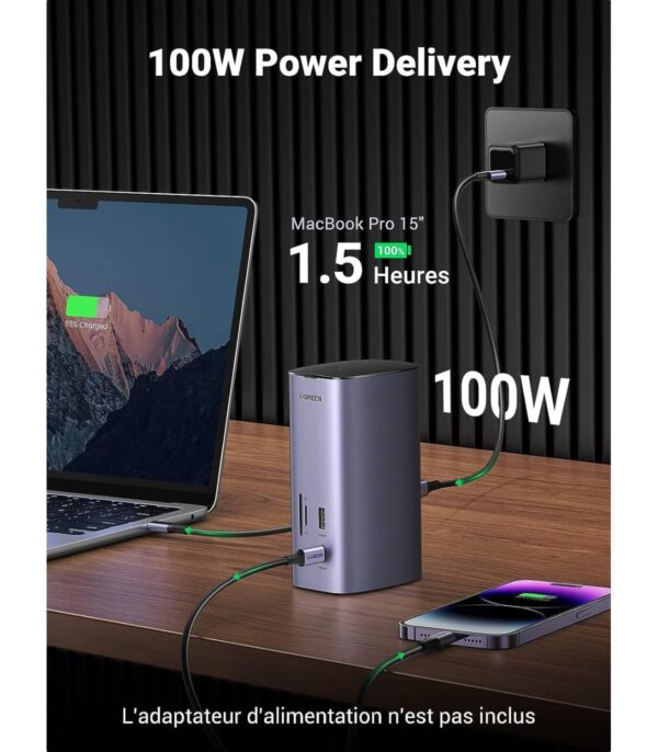 hub-usbc-ugreen-revodok-12-en-1-supporte-pd-power-delivery-100w-recharge-90325-15 station d'accueil multifonctionnelle 12-en-1 Ugreen Revodok  (90325)