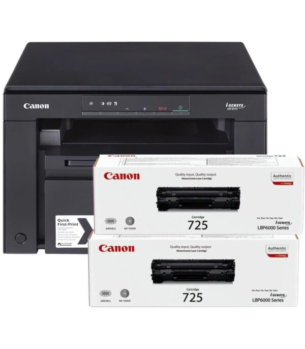 Imprimante A4 Multifonction Laser Monochrome Canon i-SENSYS MF3010 +2 Toner 725 (5252B034AA)