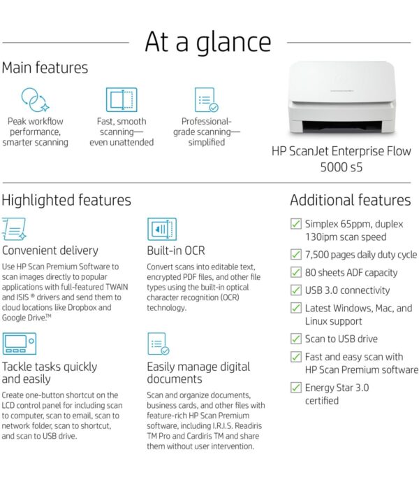 scanner-hp-scanjet-enterprise-flow-5000-s5-6fw09a-15 Scanner HP ScanJet Enterprise Flow 5000 s5 - (6FW09A)