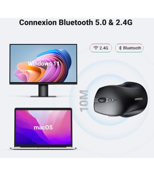 souris-sans-fil-bluetooth-ugreen-silencieuse-ergonomique-24ghz-90395-10 Souris sans fil Bluetooth Ugreen Silencieuse Ergonomique 2,4GHz (90395)