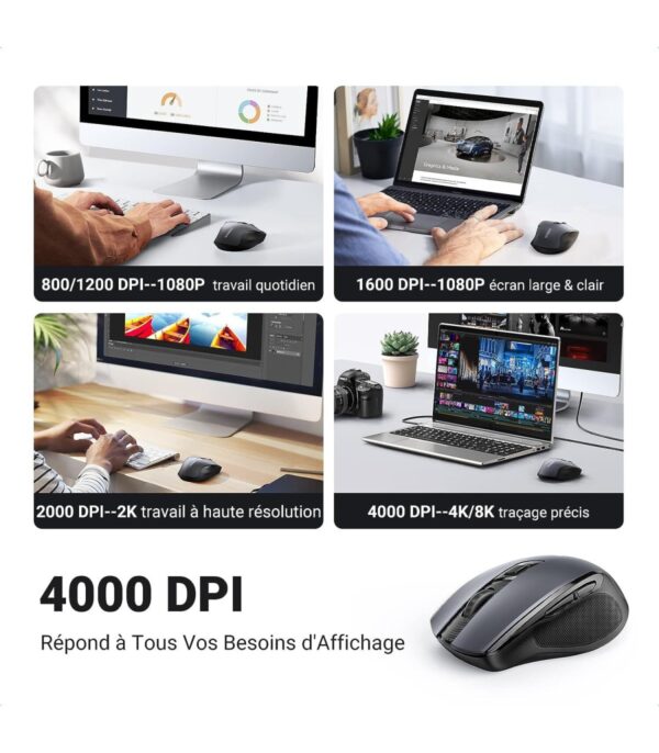 souris-sans-fil-ugreen-design-ergonomique-24ghz-noir-90545-10 Souris sans fil Ugreen Design Ergonomique 2.4GHz - Noir (90545)